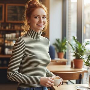 American Eagle Striped Mock Neck